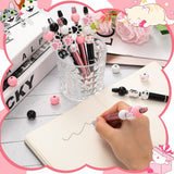 12 Set Plastic Beadable Pens Assorted Bead Pens Wood Beads Crystal Spacer Beads Set Round Beads Black Ink Ballpoint Pen DIY Bead Pen Set for Women Kids Gifts School Office Supplies (Dog Paw) Geyee