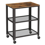 VASAGLE Serving Cart, 3-Tier Bar Cart on Wheels with Storage and Steel Frame, Rustic Brown ULRC78X, 15.7 x 23.6 x 30.6 Inches VASAGLE