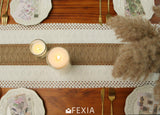 FEXIA Boho Table Runner for Christmas Home Decor with Tassels 72 Inches Long Farmhouse Rustic Table Runner Macrame Burlap Table Decoration for Living Room Bridal Shower(12x72 Inches) FEXIA