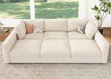 HONBAY Modular Sectional Sofa with Storage Corduroy Sectional Sleeper Sofa Modular Sectional Couches for Living Room,Beige HONBAY