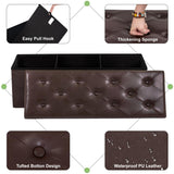 GLAXYFUR Storage Ottoman Bench, 43 Inches Folding Ottoman with 2 Dividers, PU Leather Foot Rest, End of Bed Bench, Storage Chest for Living Room, Bedroom and Entryway, Brown GLAXYFUR