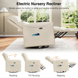 Welzona Power Swivel Rocker Recliner, 360° Swivel Nursery Rocking Chair, PU Leather Glider Rocking Recliner, Infinite Position Electric Chair for Adults with USB Port for Living Room, Beige White Welzona