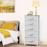 YITAHOME 5 Drawers Dresser, Vertical Fabric Storage Tower Organizer Unit for Living Room, Hallway - Sturdy Steel Frame, Wooden Top & Easy Pull Fabric Bins YITAHOME