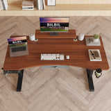 bilbil Dual Motor Electric Standing Desk with Drawer, 63x30 Inches Adjustable Height Sit Stand Up Desk with Storage Shelf, Home Office Desk Computer Workstation with Dark Walnut Top/Black Frame bilbil