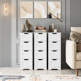FOTOSOK Freestanding Bathroom Storage Cabinet with 4 Drawers - Compact White Organiser for Home Decor FOTOSOK