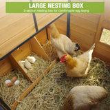 GUTINNEEN Large Chicken Coop with Metal Frame Mobile Hen House Poultry Cage with Wheels for 4-6 Chickens 85" L GUTINNEEN