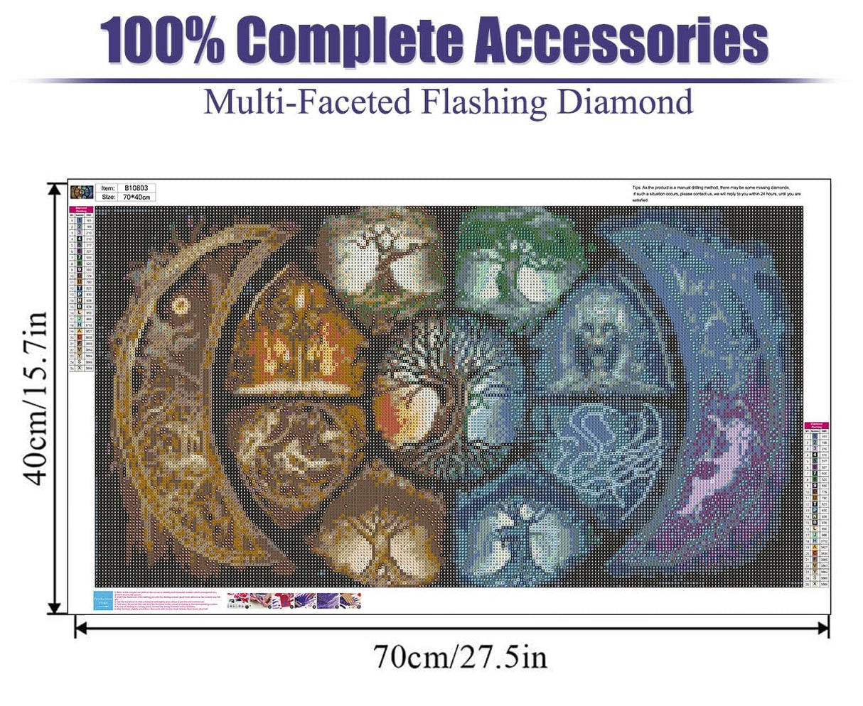 BOHADIY DIY 5D Diamond Painting Kits for Adults Diamond Art Large Size Tree of Life Abstract Tree Landscape Full Drill Crystal Rhinestone Embroidery Craft Kits for Home Wall Decor, 27.5X15.7 Inch BOHADIY