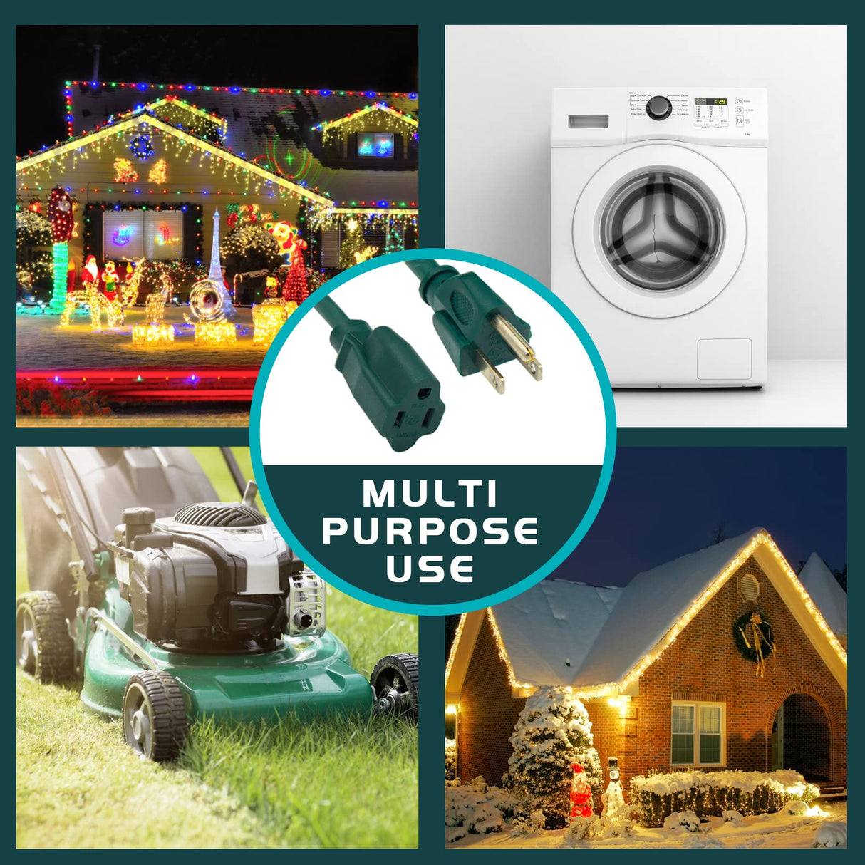 HONDERSON 75FT Outdoor Extension Cord-16/3 SJTW Durable Green Extension Cable with 3 Prong Grounded Plug for Safety,Great for Outside Christmas Decorations HONDERSON