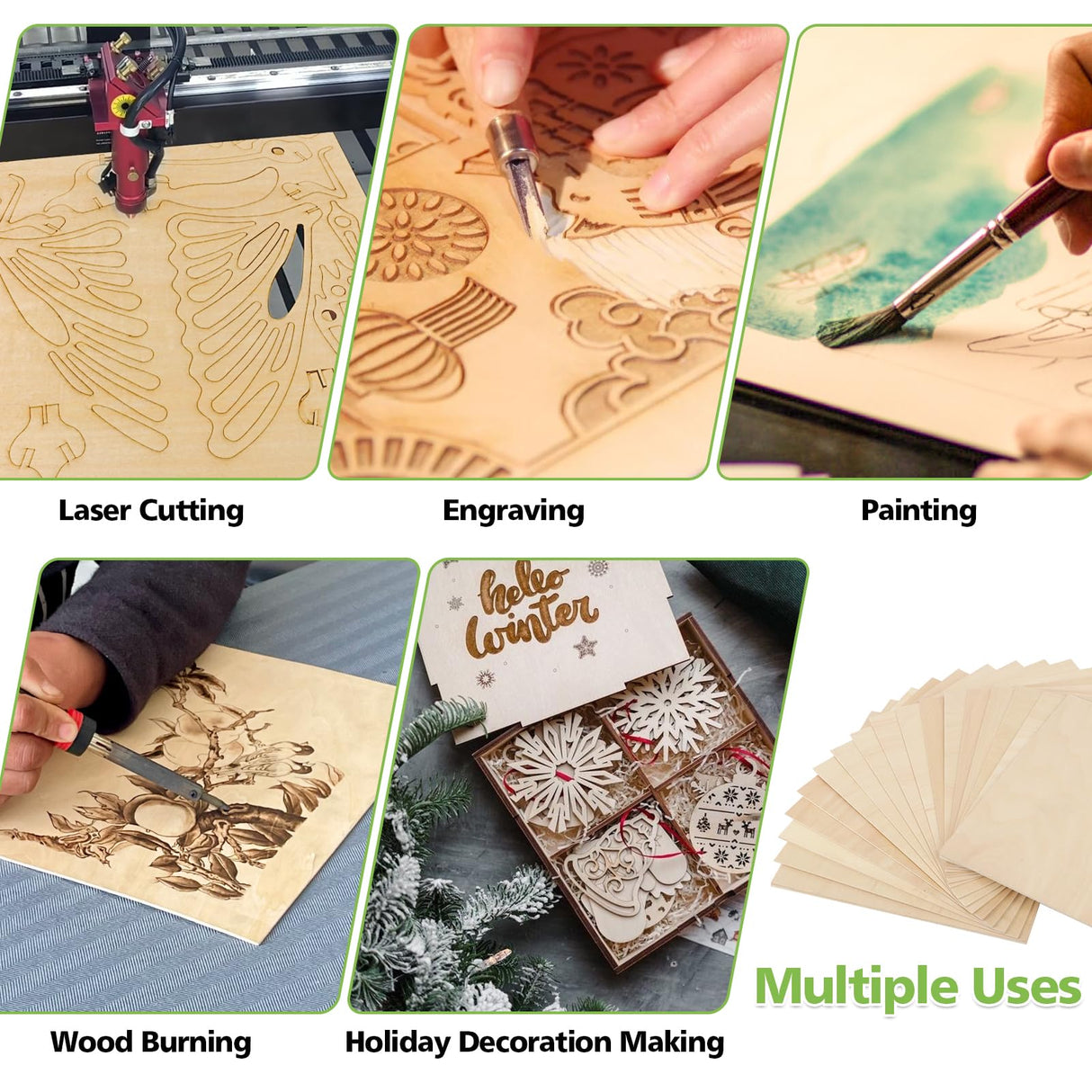 30 Pack Basswood Sheets 1/8", 12 x 12 Plywood Basswood Sheets for Laser Cutting and Engraving, 3 mm Unfinished Wood Sheets Basswood for Wood Burning Models Carving Painting DIY Ornaments Sukhumvit