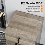 VINGLI 2 Drawer File Cabinet with Lock, Wood Rustic Gray File Cabinet for Letter Size File Folders with Tabs, Under Desk Rolling File Cabinets for Home Office, Mobile Filing Cabinet Printer Stand VINGLI