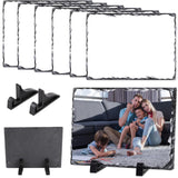 6 Pcs Sublimation Slate Blanks 5.9 x 7.8 inch Picture Frame Heat Transfer Rock Photo Plaque with DIY Custom Stone Slate Display Stand Christmas Decoration for Desktop Souvenir OKBA