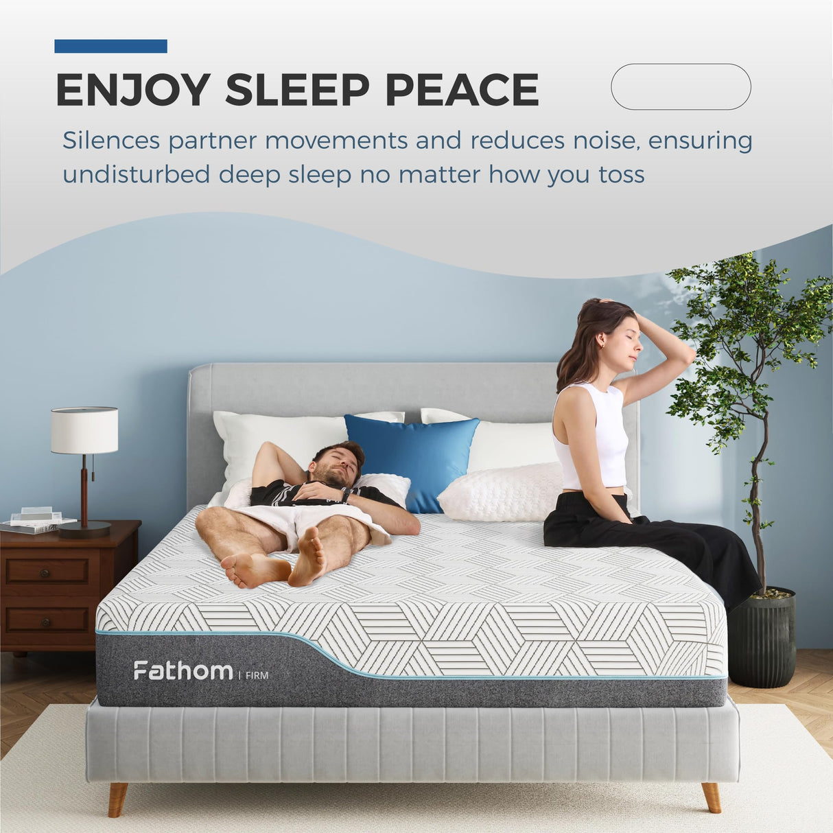 FATHOM Firm Queen Mattress 10 Inch Memory Foam Mattress Queen Size Bed in a Box for Back Pain Relief and Cool Sleep with Gel Foam and Removeable Fiberglass Free Cover, CertiPUR-US Certified FATHOM