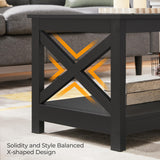 Yaheetech Wood 2-Tier Black Coffee Table with Storage Shelf for Living Room, X Design Accent Cocktail Table, Easy Assembly Home Furniture, 39.5 x 21.5 x 18 Inches Yaheetech
