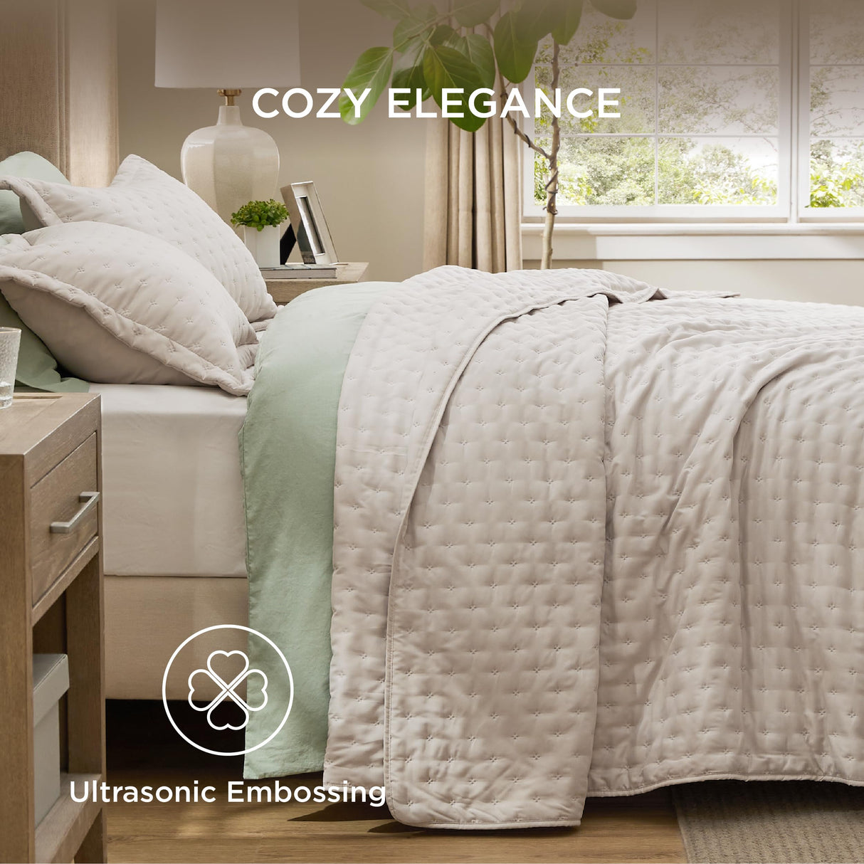 Bedsure Quilts Queen Size - Ultra Soft Queen Quilt Bedding for Modern Farmhouse Bedroom Decor, Lightweight All-Season Comforter, Natural Bedspread Coverlet 90x96 Inch Bedsure