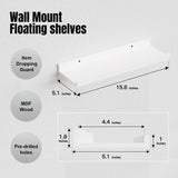 RICHER HOUSE 5 Set White Floating Shelves, Wall Mounted Shelves for Wall Decor, Modern Picture Ledge Shelf with Lip for Wall Storage Nursery, Bedroom, Living Room, Bathroom - White RICHER HOUSE