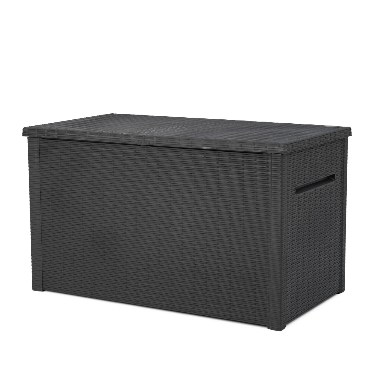 Keter Java XXL 230 Gallon Resin Rattan Look Large Outdoor Storage Deck Box for Patio Furniture Cushions, Pool Toys, and Garden Tools, Dark Grey Keter