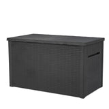 Keter Java XXL 230 Gallon Resin Rattan Look Large Outdoor Storage Deck Box for Patio Furniture Cushions, Pool Toys, and Garden Tools, Dark Grey Keter