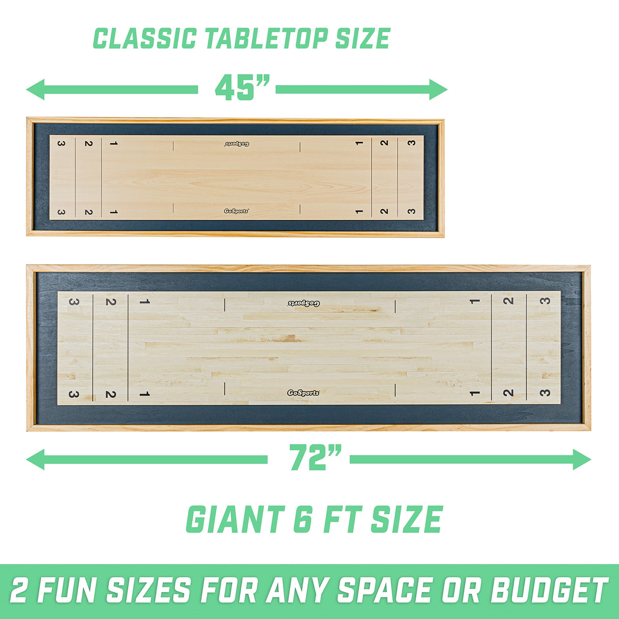 GoSports Shuffleboard and Curling 2 in 1 Board Games - Classic Tabletop or Giant Size - Choose Your Style GoSports