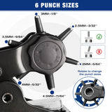 WORKPRO Desktop Leather Hole Punch Set, Rotary Belt Hole Puncher for Leather, 6 Punch Sizes, Heavy Duty Leather Hole Punch Tool for Leather Belts, Dog Collars, Watch Band, Saddles, Shoes, Home DIY WORKPRO