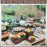 Barydat 6 Pcs Wood Display Risers Rustic Cupcake Stand Food Risers for Buffet Table Wooden Stackable Display Stand Box for Catering Dessert Collectibles Jewelry Figures Show Barydat