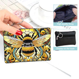JZHYOAN Diamond Painting Small Coin Purse for Women DIY Coin Pouch Coin Purse with Zipper and Keyring Diamond Art Purses and Wallets Handbags Wallet Keychain for Cards Keys Bee JZHYOAN