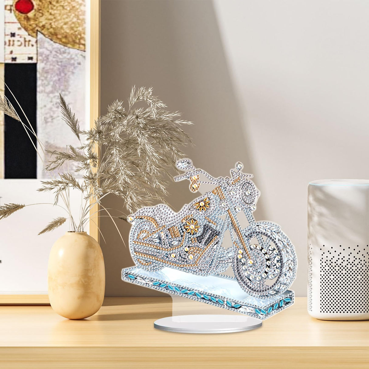 JZHYOAN Diamond Artistic Desktop Ornaments, DIY Diamond Desk Placement, Motorcycle Special Shape Decoration, Desktop Table Decoration Home, Office Car Decorative Tabletop JZHYOAN