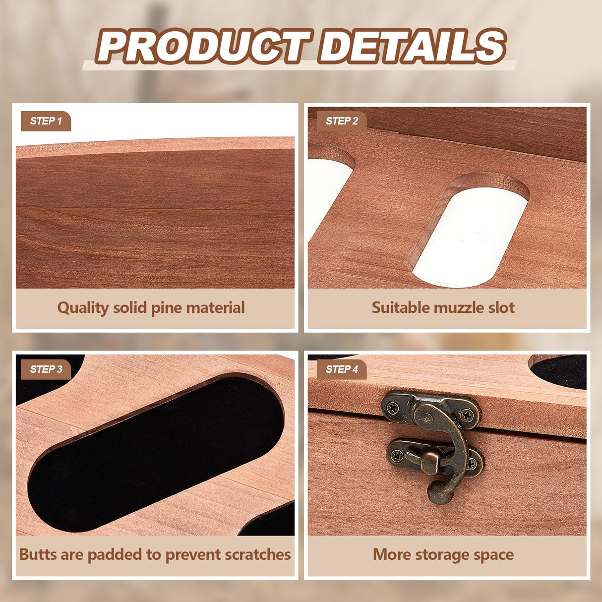 Wenqik Gun Rack with Lockers 10 Gun Holders Solid Pine Wall Mounted Gun Storage Rack Rifle Rack for Home or Garage Safe Hunting Gun Storage Choose Wenqik