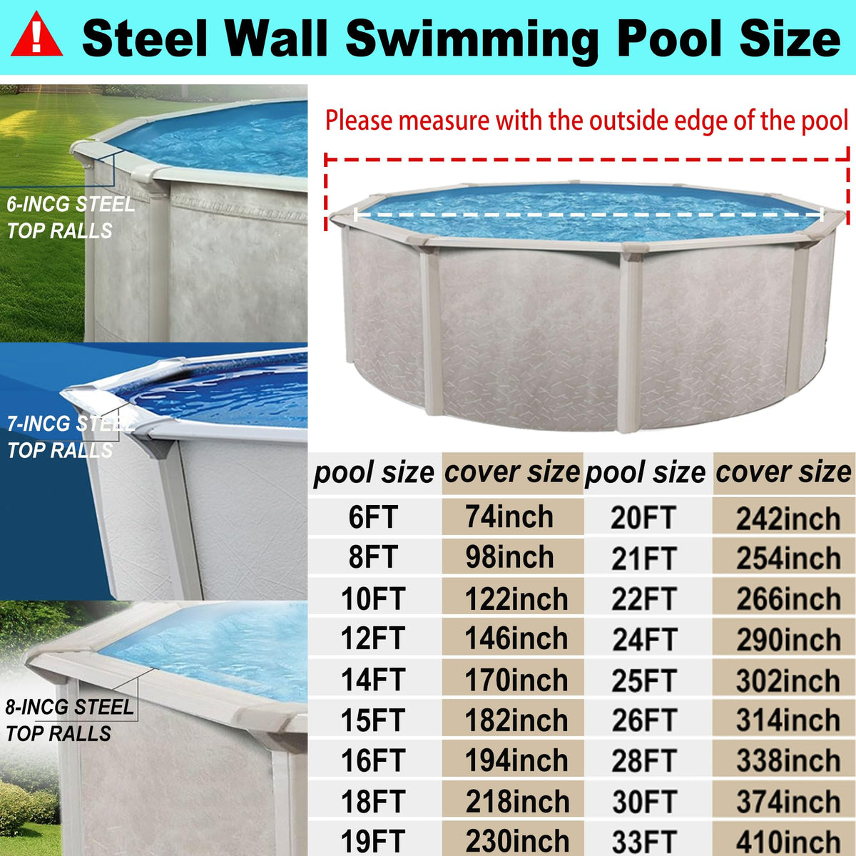 SIHAIAN 20 Ft Pool Cover, with Automatic Drain Round Pool Cover, One-Piece Quick Installation and Removal Above Ground Pool Cover, Preventing Waterlogging, UV Protected Solar Swimming Pool Cover SIHAIAN