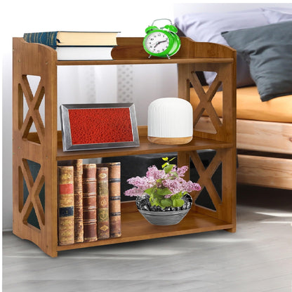 Stylish YCICI 3-Tier Brown Bookshelf - Compact Freestanding Storage Solution - WoodArtSupply