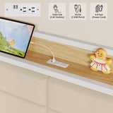 LIKIMIO Daybed with Trundle, Sturdy Metal Full Size Bed Frame with Upholstered Headboard and Charging Station for Living Room, Bedroom and Guest Room, White LIKIMIO