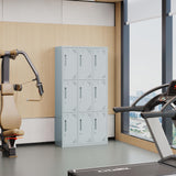 Anxxsu Metal Locker with 9 Doors Employees Locker, Metal Storage Locker with Hooks, 71" Storage Cabinet Lockers for Employees, Home, Office, Gym Requires Assembly (Grey) Anxxsu