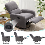Jocisland Swivel Glider Rocking Recliner Chair for Adults, Nursery Rocker Reclining, Comfy Upholstered Single Sofa Armchair for Living Room Bedroom Nursing, Teddy Gray Jocisland