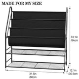 aboxoo Kids Bookshelf Freestanding Bookcase for Children Room, 32 in Book Shelves with 4 Deep Pockets Toy Organizer Large Stable Book Unit Storage for Bookstore Library Living Room,Black aboxoo