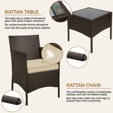 Yaheetech 3 Pieces Patio Porch Furniture Set, Outdoor PE Rattan Wicker Conversation Set with Soft Cushions, Glass Coffee Table & 2 Chairs for Garden/Deck/Courtyard/Poolside, Brown/Khaki Yaheetech