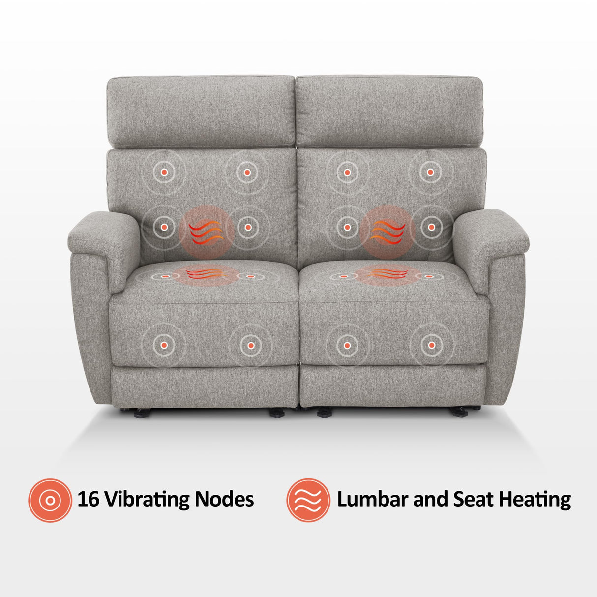 MCombo 60.2" Power Loveseat Recliner Sofa with Massage and Dual Heating, Adjustable Headrest, USB & Type C Port for Living Room, Fabric PR606M1 (Mist Grey) MCombo