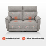 MCombo 60.2" Power Loveseat Recliner Sofa with Massage and Dual Heating, Adjustable Headrest, USB & Type C Port for Living Room, Fabric PR606M1 (Mist Grey) MCombo