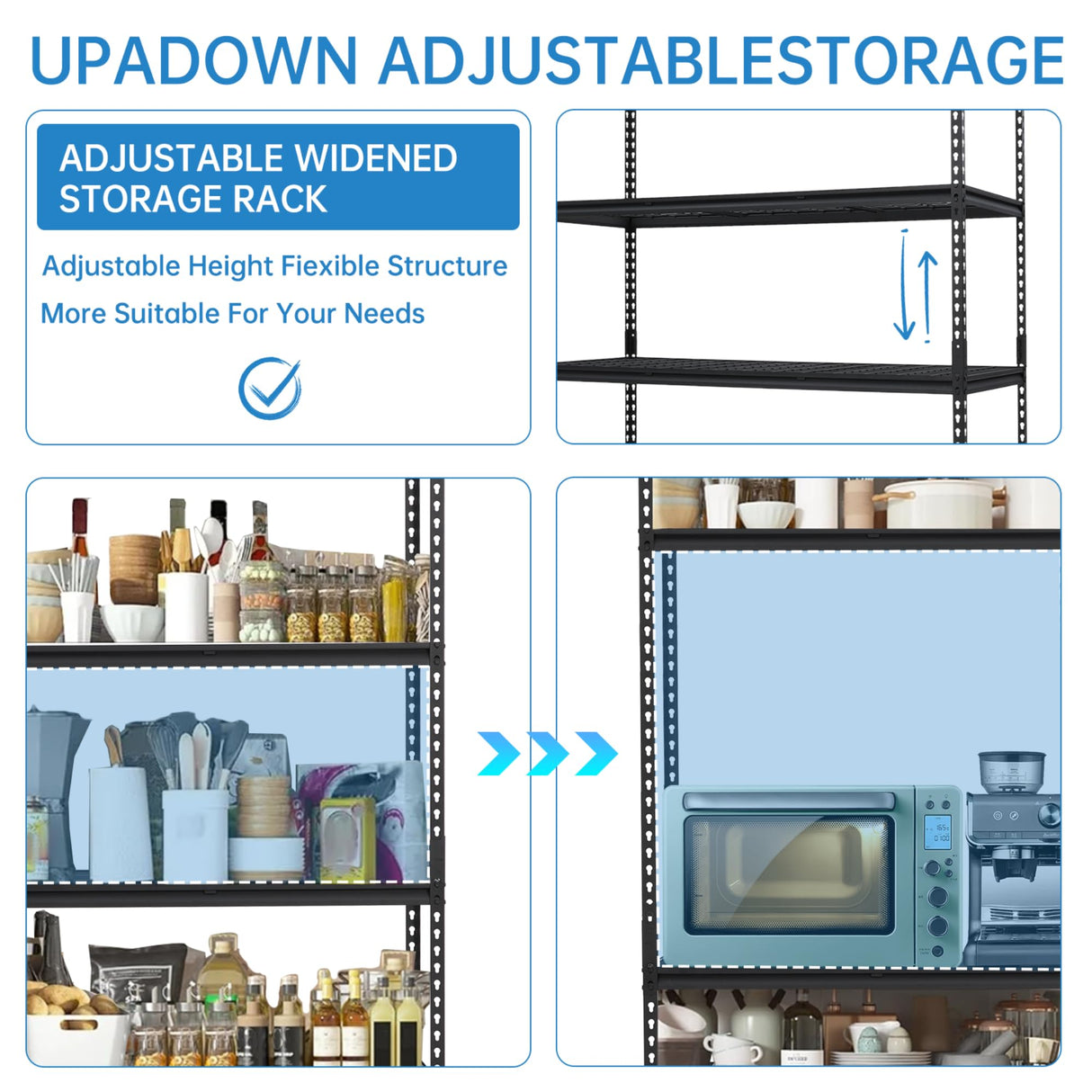 KOKEBREN Heavy Duty Storage Shelves 48x18x72 in, 2500Lbs Adjustable Metal Shelving for Garage Organization, Durable Garage Shelving Easy Assemble KOKEBREN