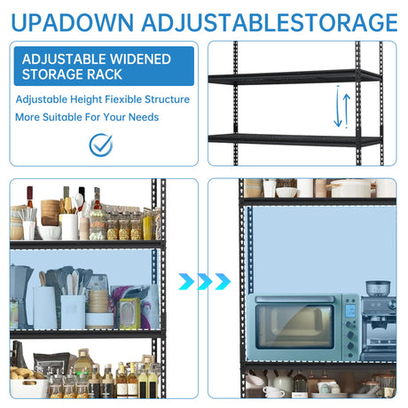 KOKEBREN Heavy Duty Storage Shelves 48x18x72 in, 2500Lbs Adjustable Metal Shelving for Garage Organization, Durable Garage Shelving Easy Assemble KOKEBREN
