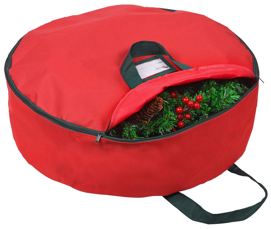 Primode Christmas Wreath Storage Bag 48" - Handles Made Of Durable 600D Oxford Polyester Material Storage Bag Extra Large 48” Holiday Wreaths Container (Red)