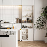 INNOD 72" Tall Book Shelf Bookcase with Doors, Floor Standing 7 Tier Bookshelf Display Shelves, Bookshelf with Storage Cabinet, Home Decor Furniture for Living Room Bedroom and Home Office INNOD