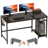 JOISCOPE Home Office Desk with Double Reversible Side Shelves and Headphone Hooks, Computer Desk for Working, Gaming, Studying, 55 inches, Black JOISCOPE
