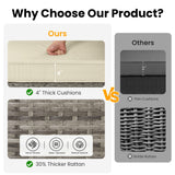 FansaFurn 7-Piece Modular Patio Furniture Set, Wicker Outdoor Sectional Sofa with Cushions and Coffee Table, All Weather Patio Conversation Sets for Porch Balcony Backyard, Beige FansaFurn