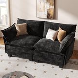 KKL Modular Sectional Sofa, Loveseat 2 Seater Cloud Couch with Ottoman, Chenille Modern Sectional Couches for Living Room, Apartment KKL