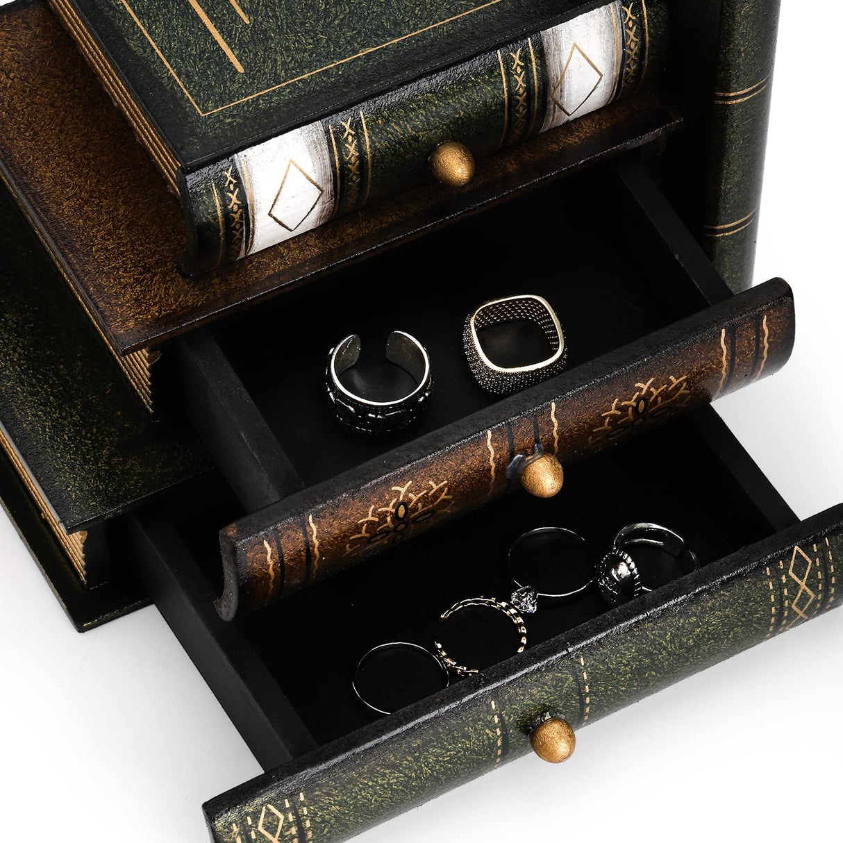 Fasmov Wood Bookends with Desktop Organizer Drawer Units, Decorative Bookends for Shelves, Office Desk Book Holder Stand, 1-Pair Fasmov