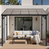 Devoko 10’x 10’ Gazebo for Patio, Lean to Gazebo Pergola on Clearance, Hardtop Wall-Mounted Gazebo with Awnings for Patio, Decks, Porch, Backyard Devoko