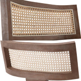 BESTANO Rattan Farmhouse Dining Chair Set of 4, Faux Leather Upholstered Cane Dining Chair with Curved Backrest and Natural Wood Legs, Mid Century Modern Dining Chairs Armless Side Chair, Grey BESTANO