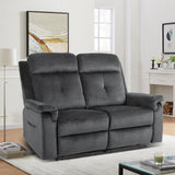 PALLOME Loveseat Recliner, Velvet Reclining Sofa, 54'' Double Recliner Loveseat with Heat and Massage, RV Theater Seating, Manual Recliner Chair for Living Room (Velvet, Grey) PALLOME