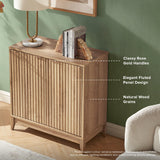 mopio Brooklyn Storage Cabinet, Modern Farmhouse Entryway Accent Cabinet, Buffet Sideboard, Credenza, Wood Modular Cabinet with Doors & Shelf, Fluted Panel, for Living Room, Dining Room, Kitchen, Oak mopio