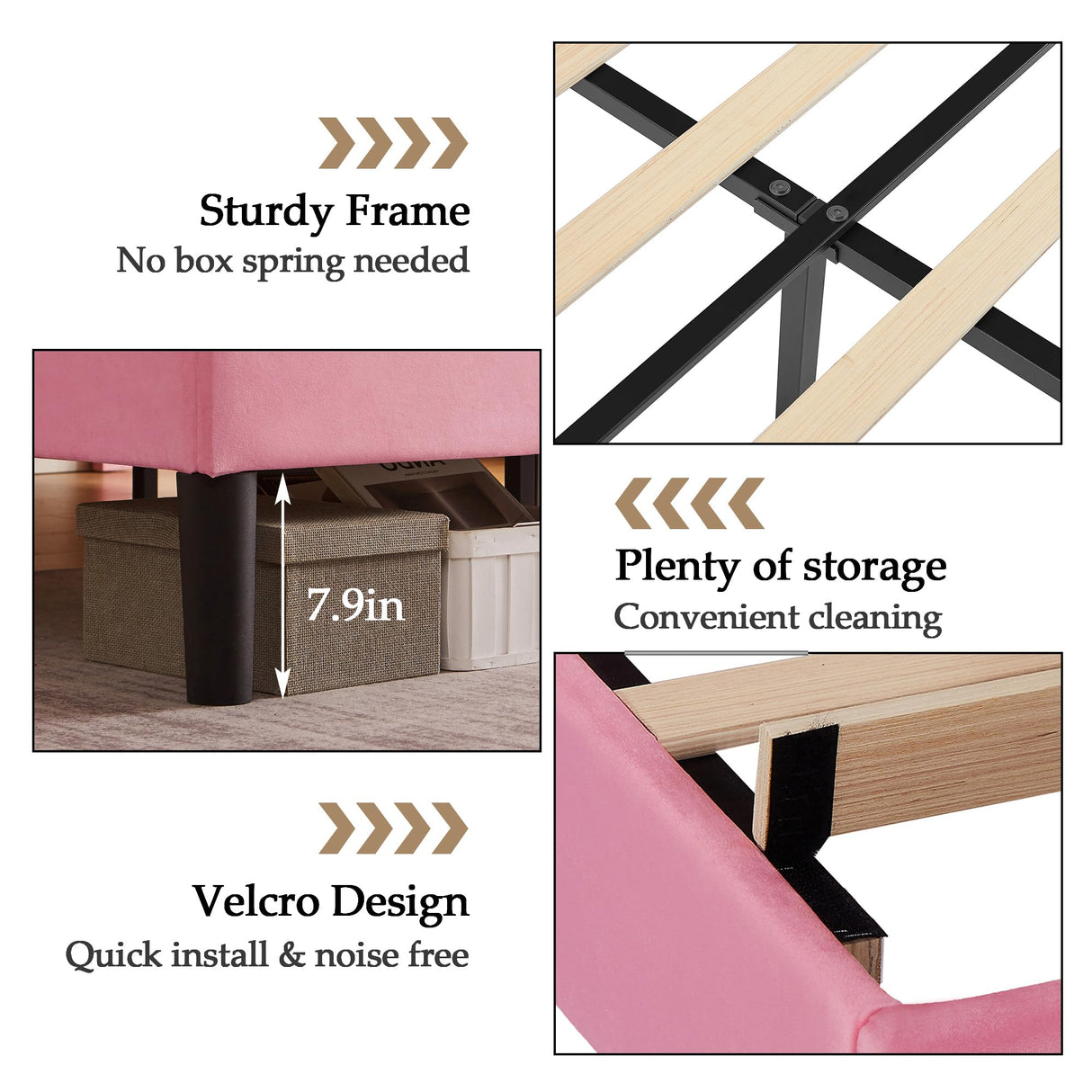 VECELO Full Bed Frame Platform Bed Frame with Upholstered Headboard, Strong Frame and Wooden Slats Support, Strong Weight Capacity, Non-Slip and Noise-Free, Easy Assembly VECELO