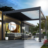 MASTERCANOPY 10’ X 10’ Louvered Pergola Outdoor Aluminum Patio Pergola with Adjustable Roof for Deck Backyard Garden (Black) MASTERCANOPY